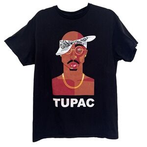 VTG Tupac Cross Colours Black Shirt Adult Sz Medium Hip Hop Rap Streetwear 90s